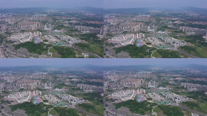 超高空航拍重庆蔡家自贸区城市发展建设空镜