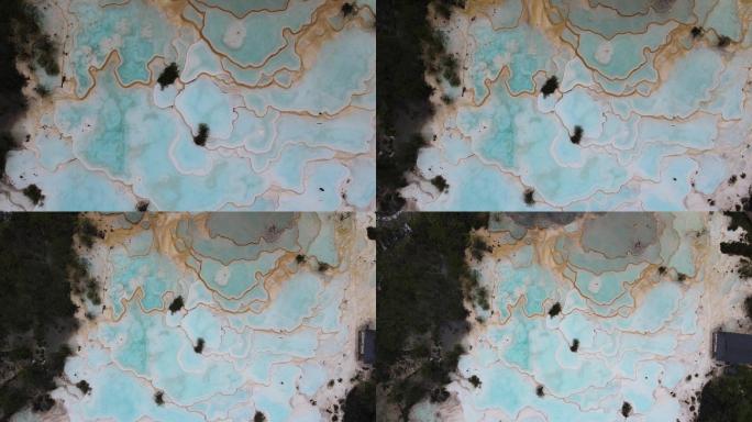 黄龙五彩池夏天航拍风光