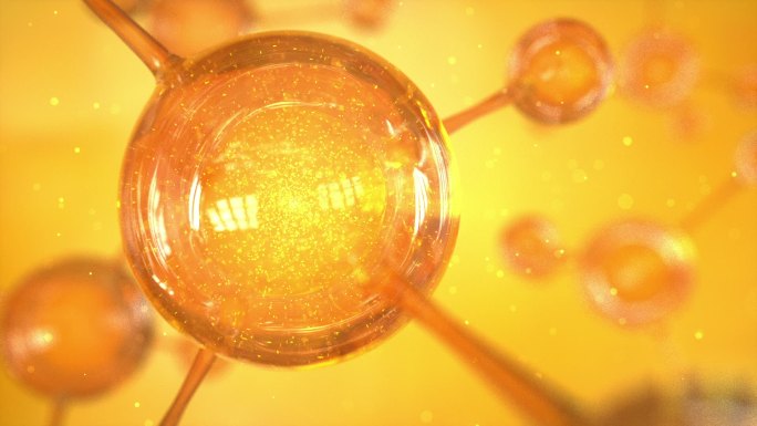 金色水分子粒子散发化妆品广告背景素材