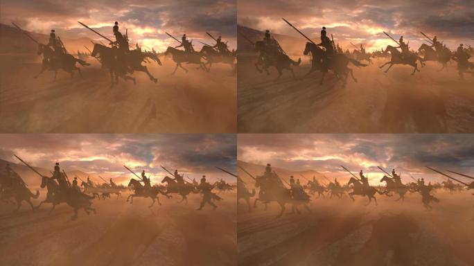 古代战争 古代军队冲锋 三维画面