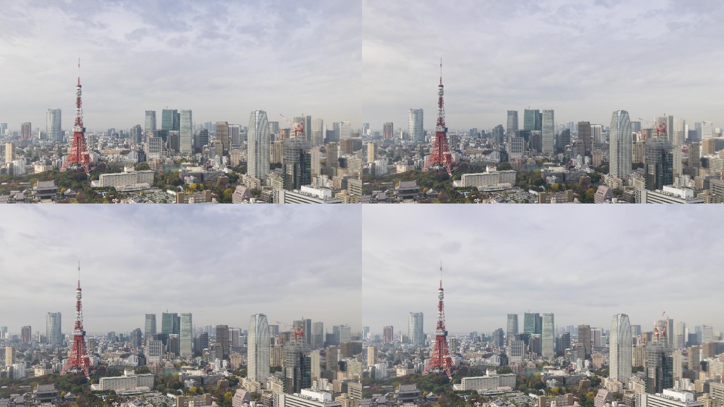 东京塔和城市天际线时间推移