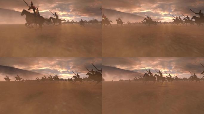 古代战争 古代军队冲锋 三维画面