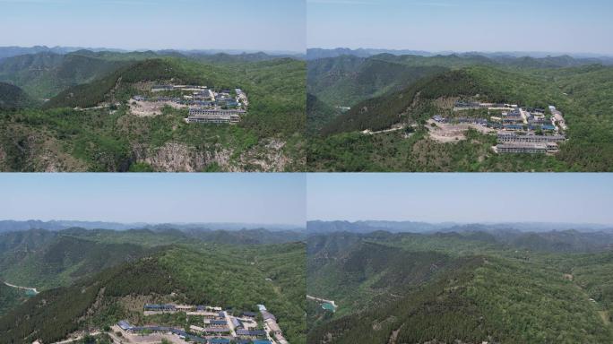 航拍青州仰天山夏日群山绿植度假村