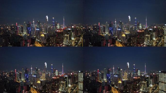城市摩天大楼夜间全景图