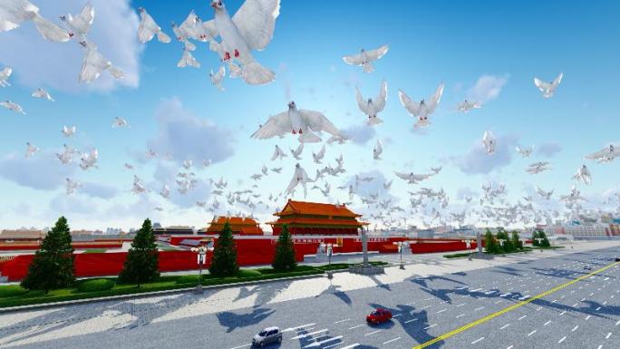 4K 北京天安门广场放飞和平鸽