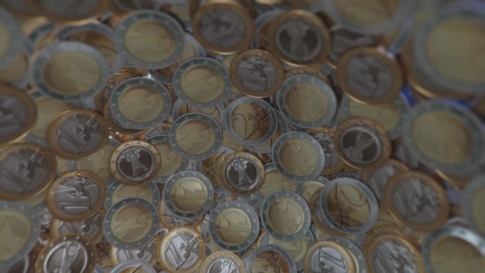 两个欧元硬币球抽象艺术