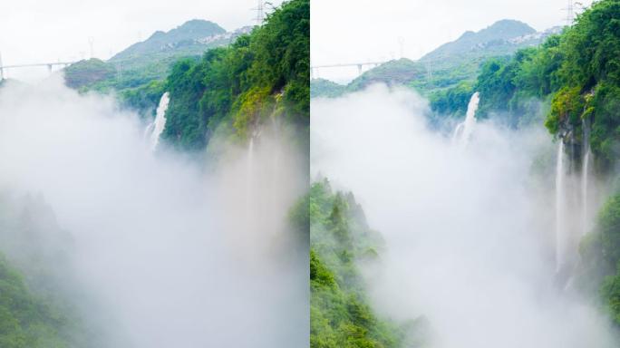 贵州黔西南州马岭河大峡谷瀑布延时竖屏4k