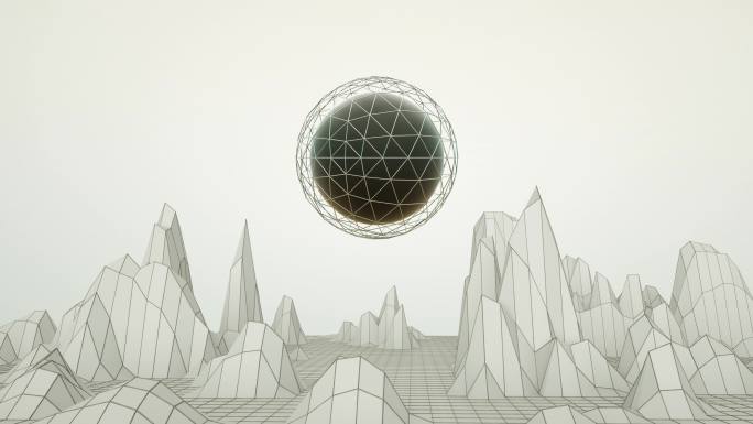 【4K时尚背景】平面线体山体球体概念创意