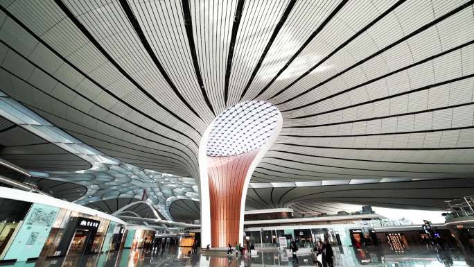中国北京大兴机场建筑慢镜头