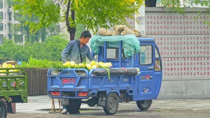 路边卖香瓜商贩