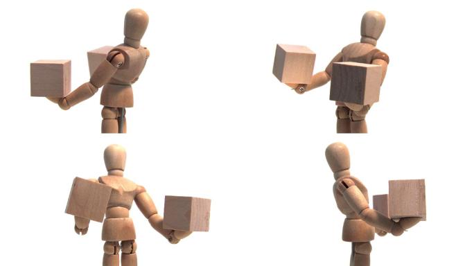 手持方形盒子的人体模型