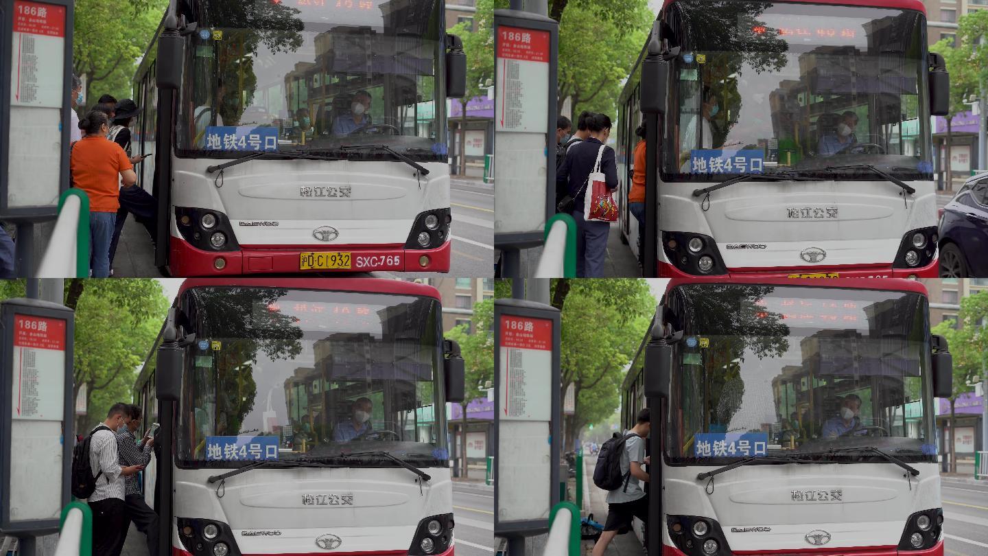 公交车 公交站 4K  25帧 上海公交