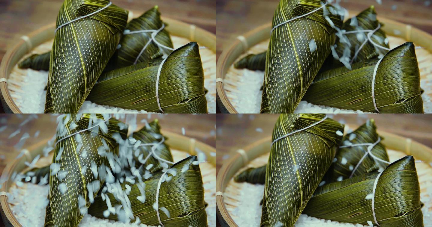 端午节粽子传统美食食物大米掉落
