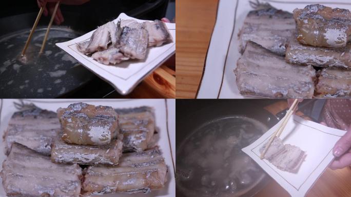 【镜头合集】带鱼出锅装盘  (1)
