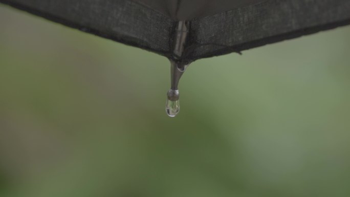 雨伞滴下雨点慢动作