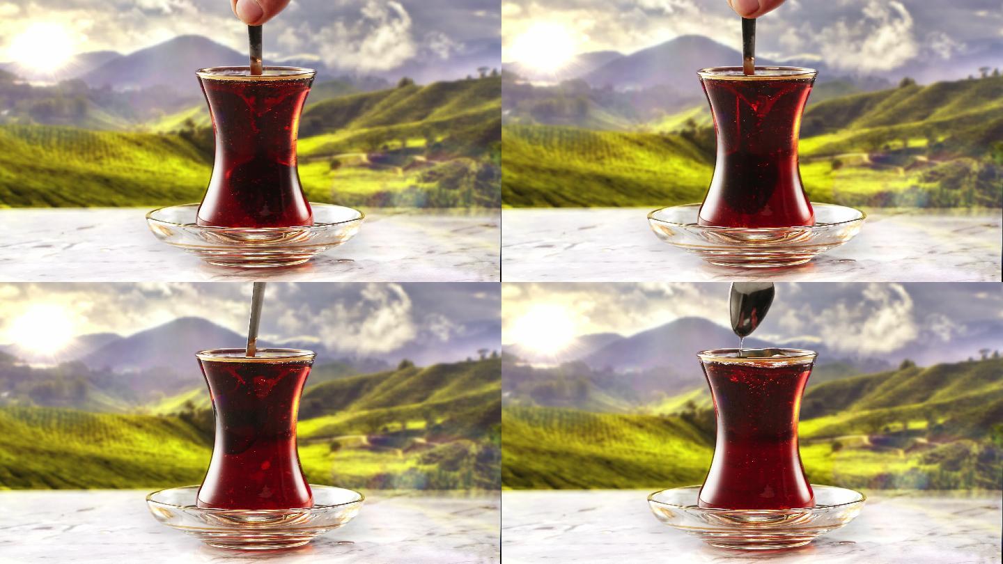 搅拌传统土耳其茶养生茶红酒葡萄酒