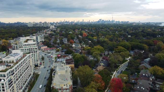 秋季多伦多市中心鸟瞰图