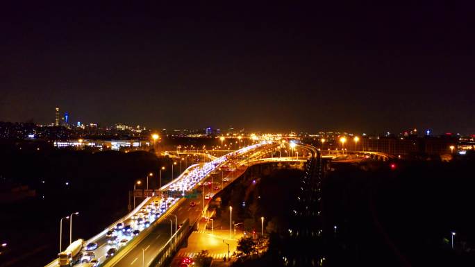 4K 上海浦东中环罗山高架路夜景航拍