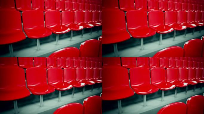 红色体育场的座位排成一排。可循环。