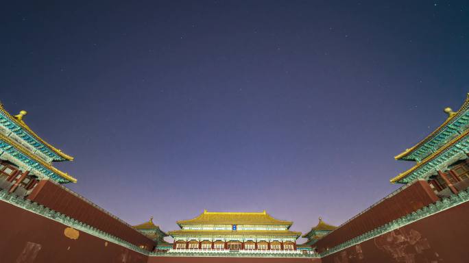 北京故宫午门古建筑星空延时摄影
