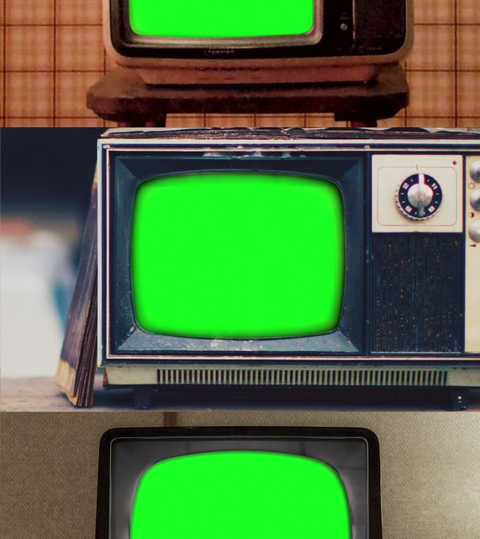 复古电视，带彩色键屏幕，带复制空间模块