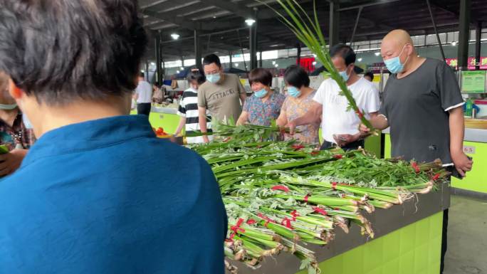 中国传统端午节市场买卖艾草菖蒲挂门口防虫