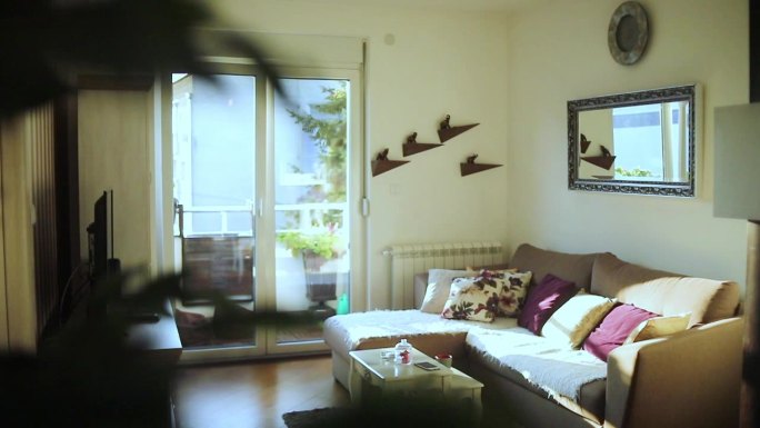现代公寓-现代公寓，客厅与卫生间风格的现代厨房相结合