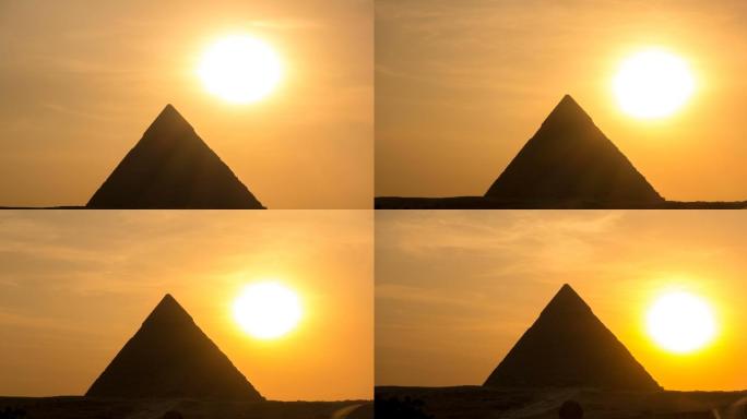 埃及吉萨大金字塔日落时分