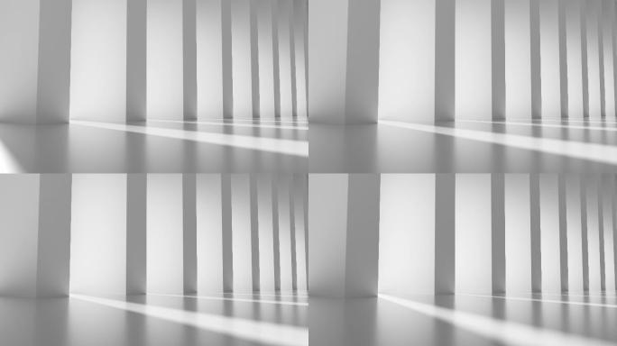水泥柱子和移动的光与影抽象意境三维动画