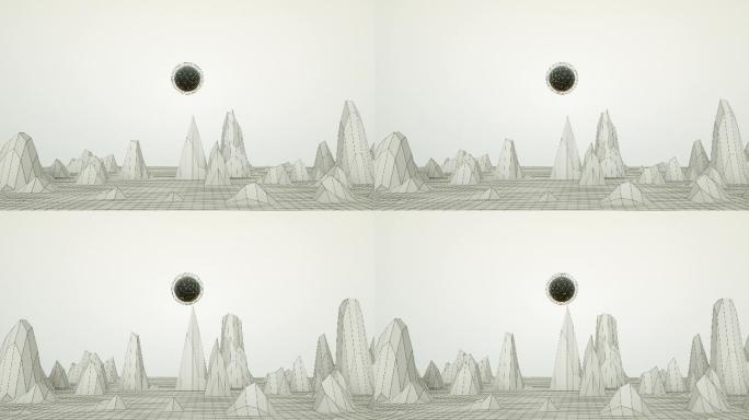 【4K时尚背景】平面立体山体球体概念创意