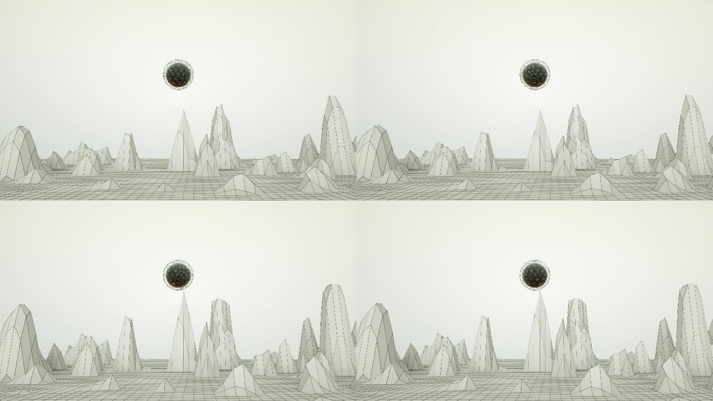 【4K时尚背景】平面立体山体球体概念创意