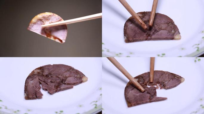 【镜头合集】筷子夹起一片熟食卤肉