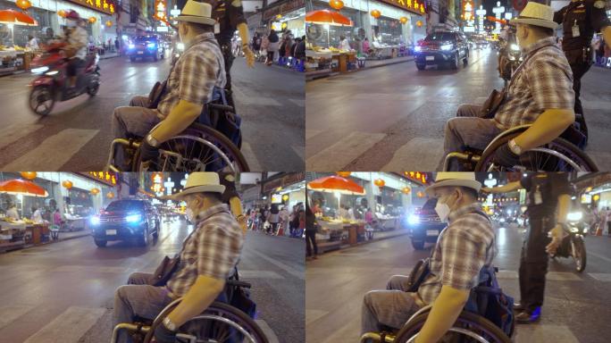 曼谷轮椅旅游地标概念