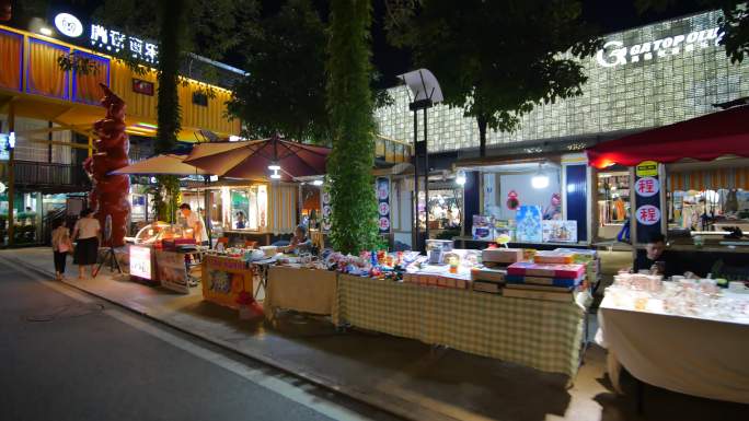 街头路边摊地摊经济市井集市街景夜市