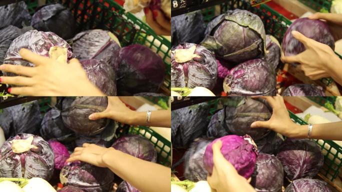 【镜头合集】超市挑选紫甘蓝