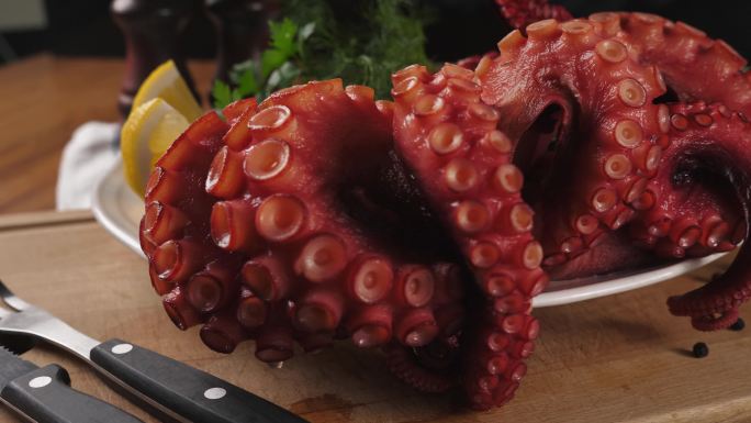 可供食用的章鱼海鲜触须