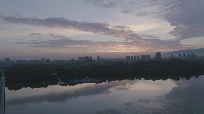 浐灞 湿地 公园 日出 朝霞