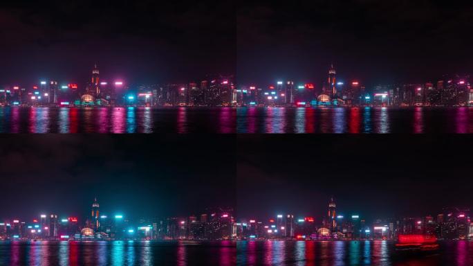 香港城黄昏在河边。
