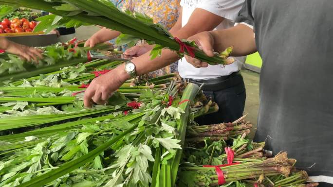 江南浙江传统端午节购买艾草菖蒲挂门口习俗