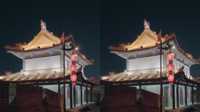 夜景古城墙/中国陕西西安