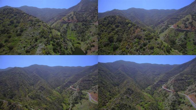 西班牙特内里费省圣克鲁斯La Gomera Vallehermoso村附近山谷鸟瞰图