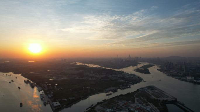中国广州城市景观俯视图
