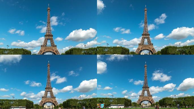 4k延时：法国巴黎埃菲尔铁塔