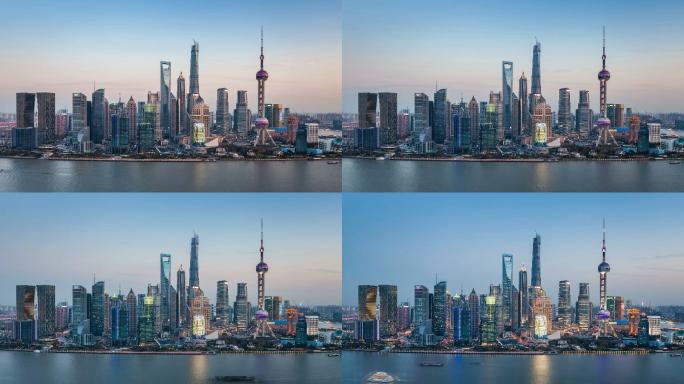 上海天际线傍晚延时