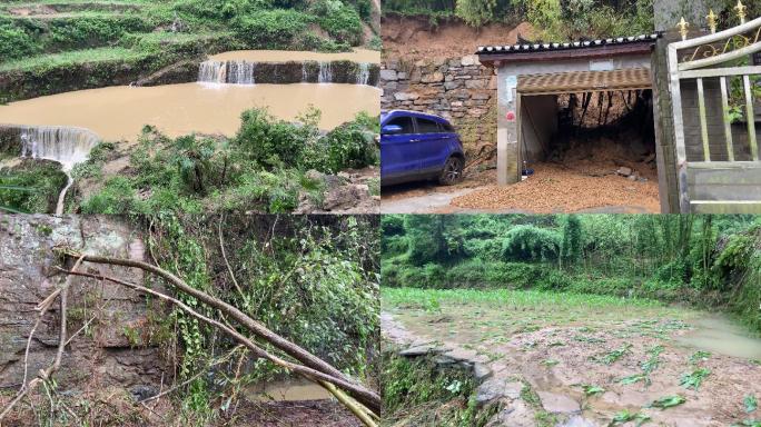 大暴雨导致山体滑坡农田毁坏房屋倒塌