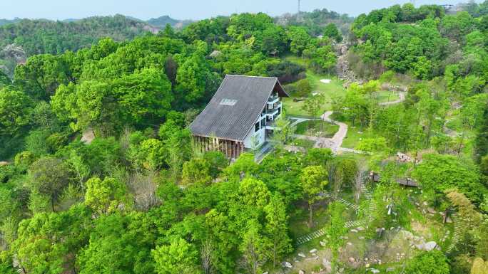 航拍乡间民宿小院