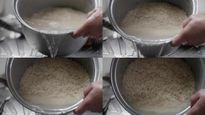 高级烹饪放米煮饭洗米淘米