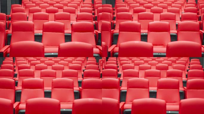 一排排红色座位的空电影院
