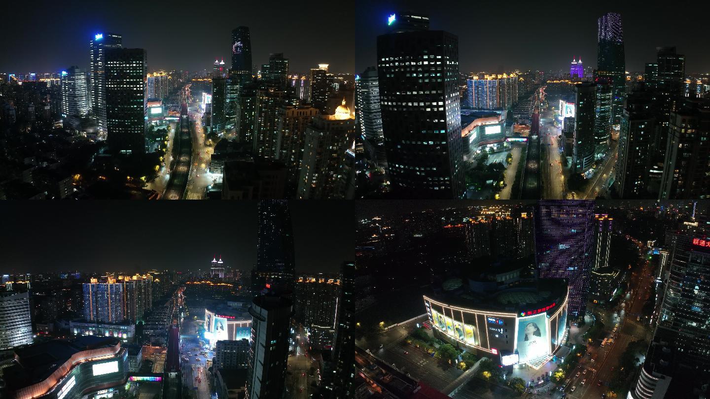 龙之梦购物公园上海长宁凯旋路夜景4K航拍