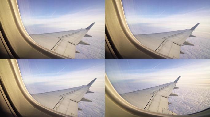 从舷窗起飞的飞机飞机窗外度假旅行